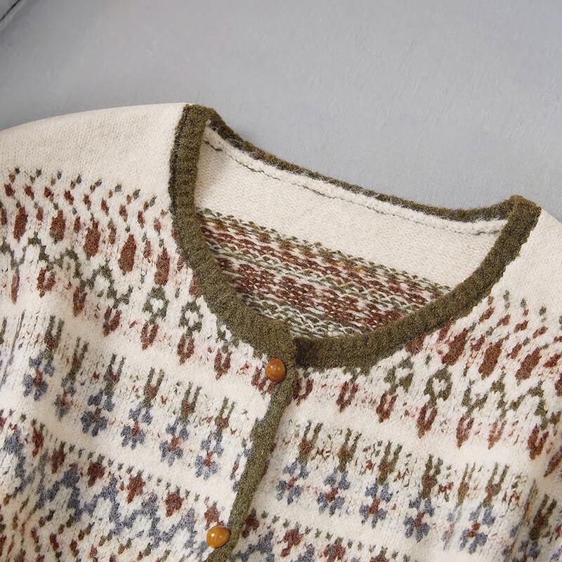 Dámský pletený kardigan s barevným blokováním ve stylu Fair Isle