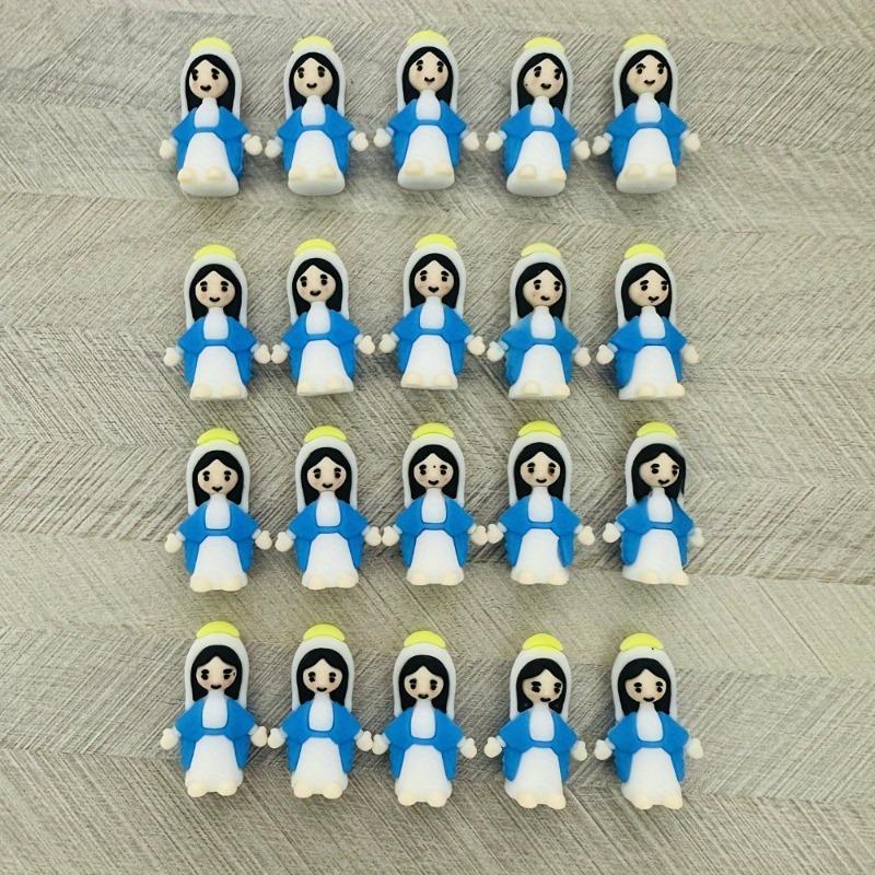 20pcs Classic Blue Mini Statues PVC Tabletop Decor for All Ages Ideal for Baptism Christmas Easter Hanukkah Thanksgiving