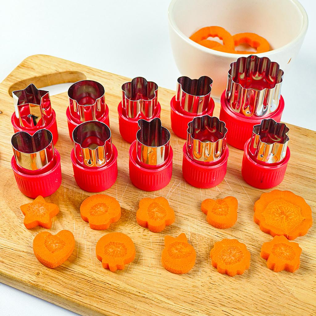 6/8/10/12 Pcs Vegetables Cutter Flower Animal Cartoon Shape Mold Fruit Cake Cookie Cutting Mold Kids Food Baking Styling Tools