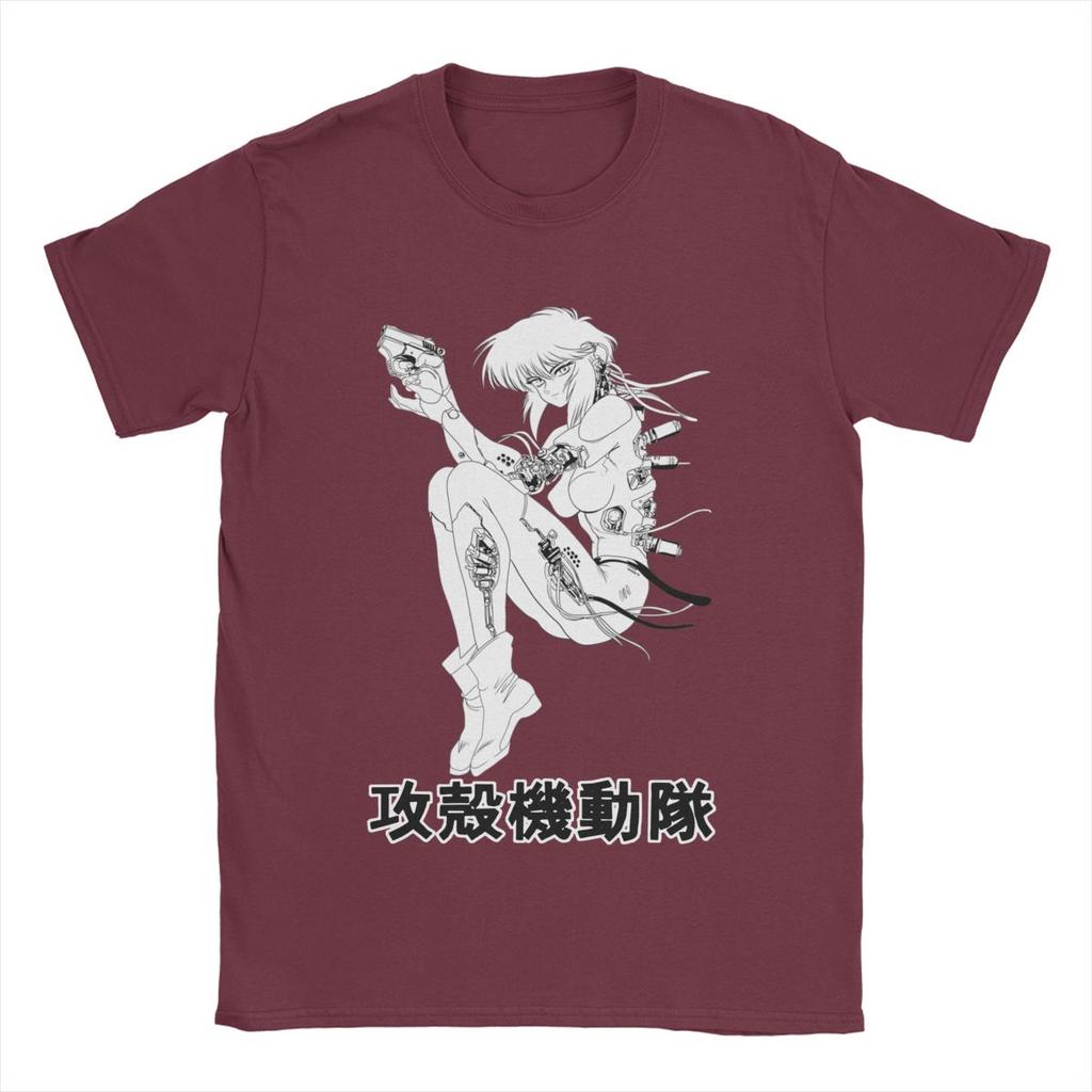 Novelty Motoko Ghost In The Shell T-Shirt Men Round Collar Pure Cotton T Shirts Anime Manga Tees New Arrival Clothes