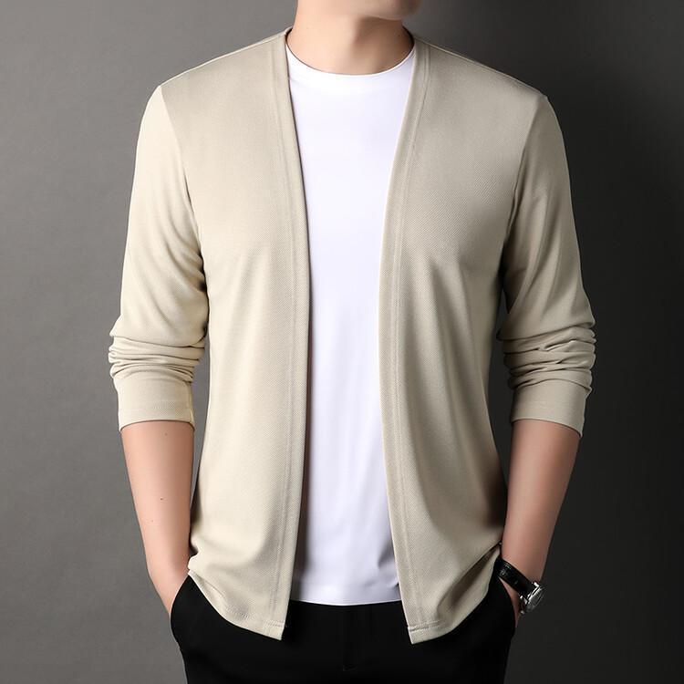 Cardigan Jacket Men's Spring and Autumn Men's Long-Sleeved Casual Versatile Casual Spring Outer Wear Top Trendy