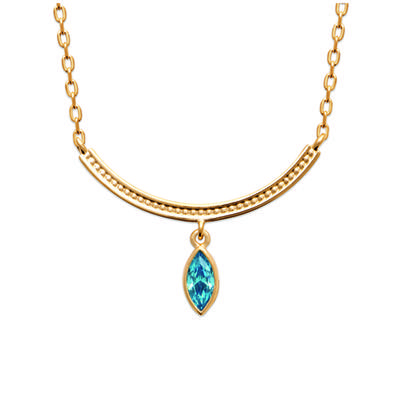 [R5837] - Gold Plated Necklace 'Cléopatra' Golden Blue - 25x20 Mm