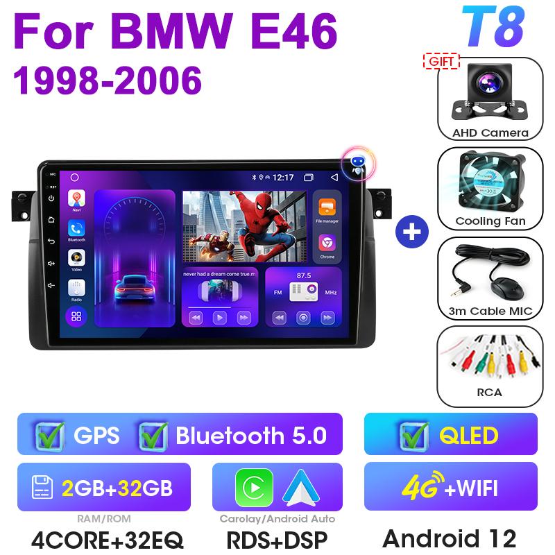 Android 12 Car Radio For BMW E46 M3 X5 1998-2006 2 Din GPS Navigation 4G Carplay Auto Stereo Intelligent Systems Smart Autoradio