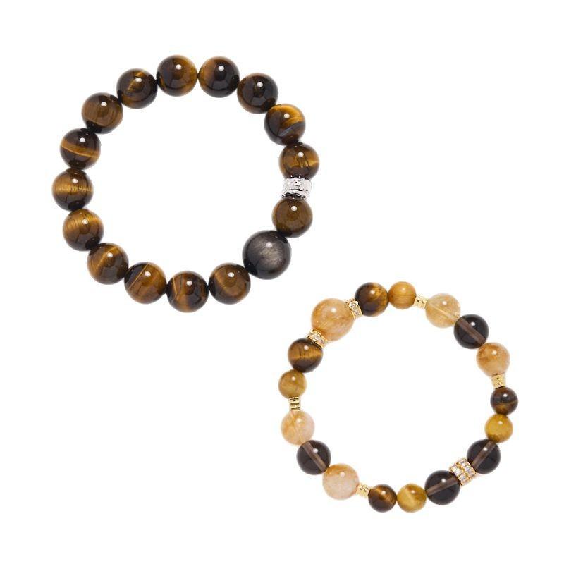 Handmade Tigers Eye Crystal Bracelet Women Men Ethnic Style Stackable Gift Valentines Day Qixi