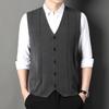 Men S Sleeveless Knit Cardigan Vest V Neck Solid Color Casual Spring Autumn