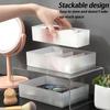 Japanese-Style Multi-Compartment Drawer Organizer With Transparent Tabletop Combinable