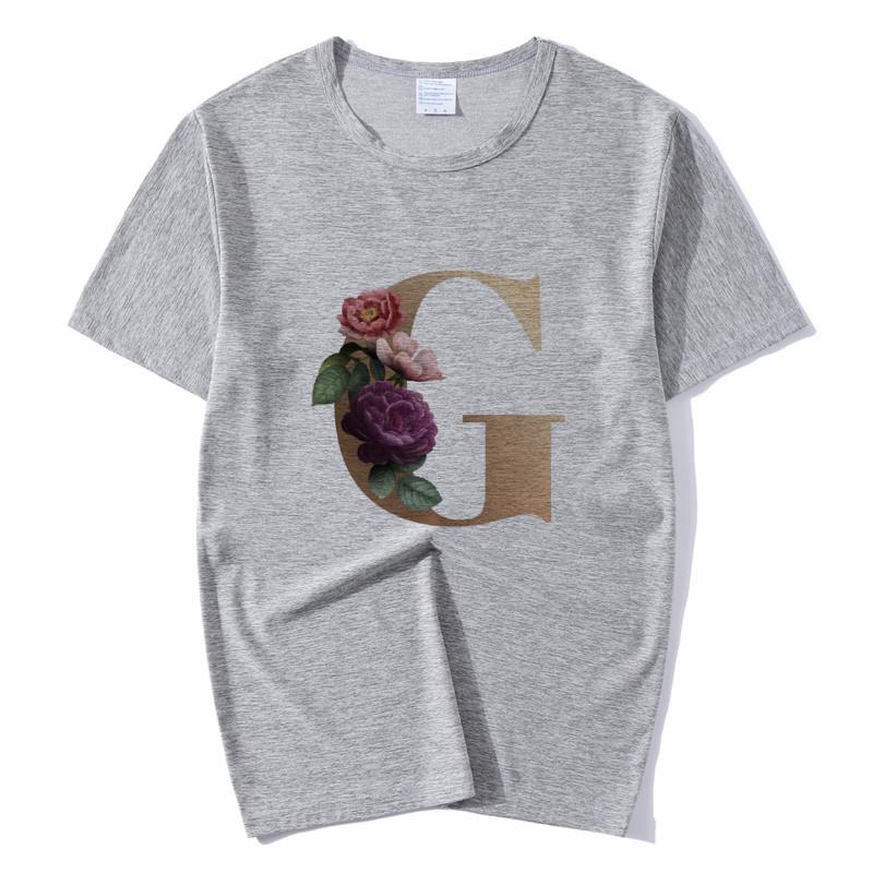 Summer A To Z 26 Alphabet Print Tshirt Cartoon Tees Women Streetwear Funny Casual T