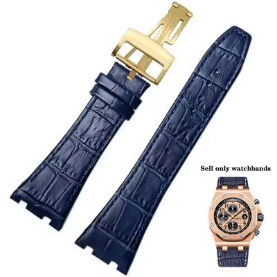 For Audemars Piguet AP15400 15703 15500 Royal Oak Series Men Leather Watch Strap 26mm Blue Brown Black Double Concave Interface