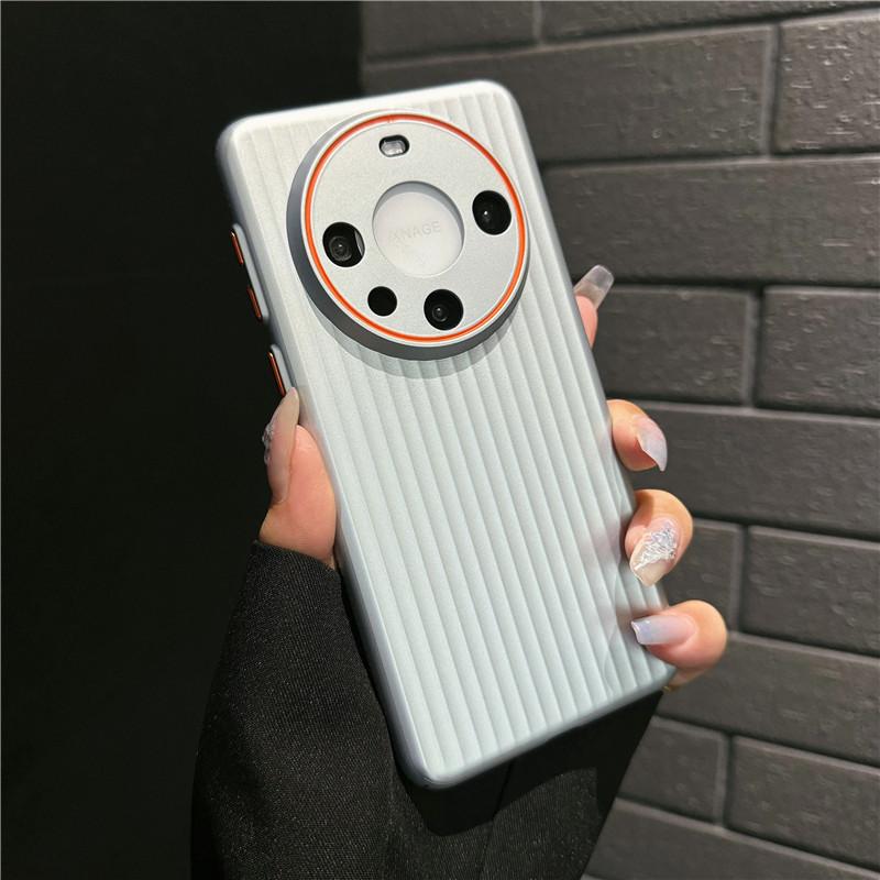 For Huawei Mate 60 Pro Plus Corrugated Grain Plating Metallic Paint Anti fingerprint PC Shockproof Anti-Slip Back Cover Case Shell