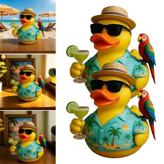 Tropical Jimmy Buffett Parrot Duck Ornament Island Vibes Decor Colorful Beach Theme