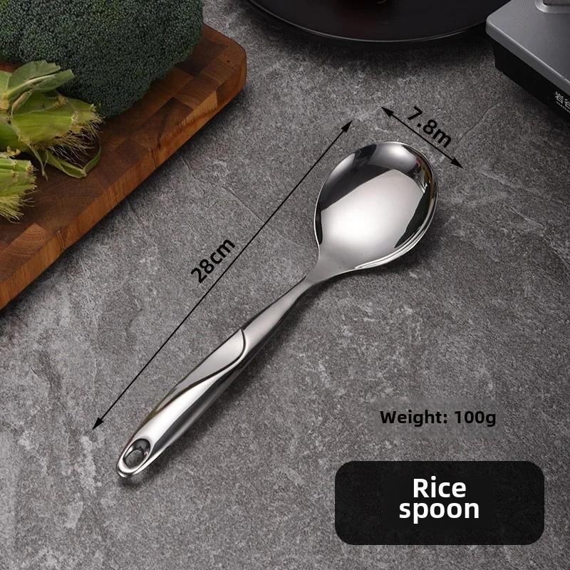 Non-Magnetic S-Shaped Stainless Steel Handle Kitchen Utensils Set Six Pieces Hollow Handle Wok Spatula Mermaid Porridge Spoon