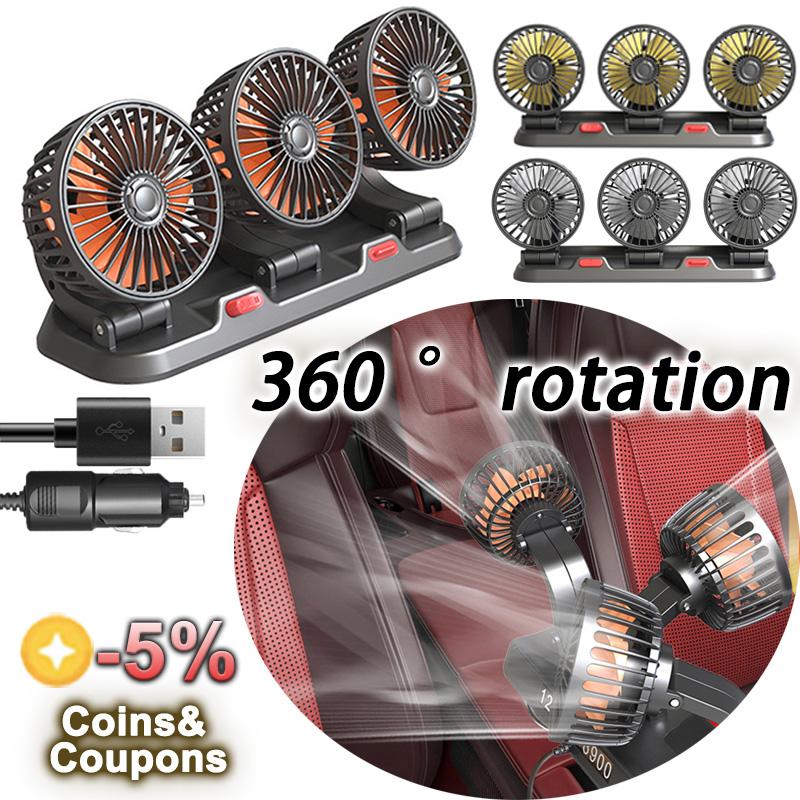 

Car Fan 24v 12v Automotive Fan 360° Adjustable 3 Head Air Fan Low Noise Multifunctional Temporary Parking Card Car Fragrances