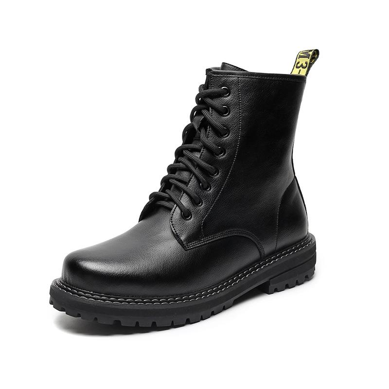 High-top British Style Black Shoes Genuine Leather Korean Version Ins Trendy Martin Boots Men's Boots Men's Short Boots 6028-C