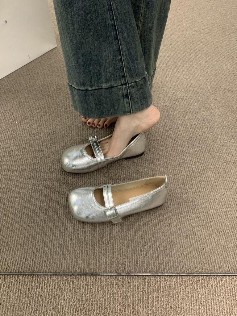 Retro Mango Head Mary Jane Shoes Are Versatile and Not Tired, One Pedal Ballet Single Shoes for Women