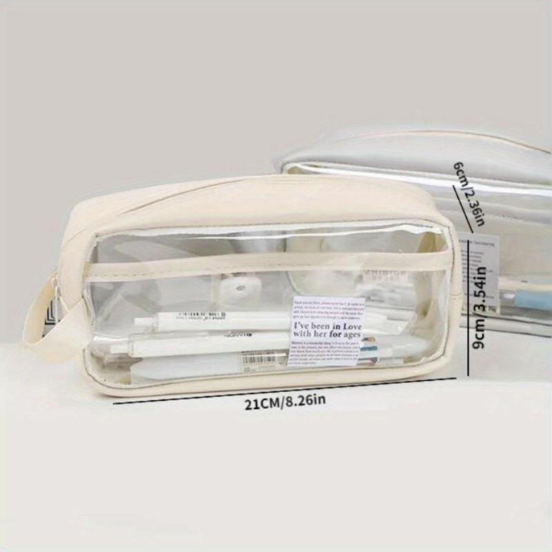 1pc Transparent Large Capacity Pencil Bag School Case Stationery Holder Waterproof Portable Pen Case Pencil Storage Bag
