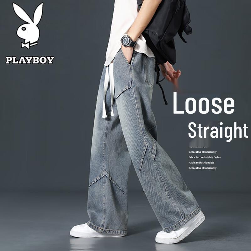 PLAYBOY Men's American Style Loose Straight Jeans