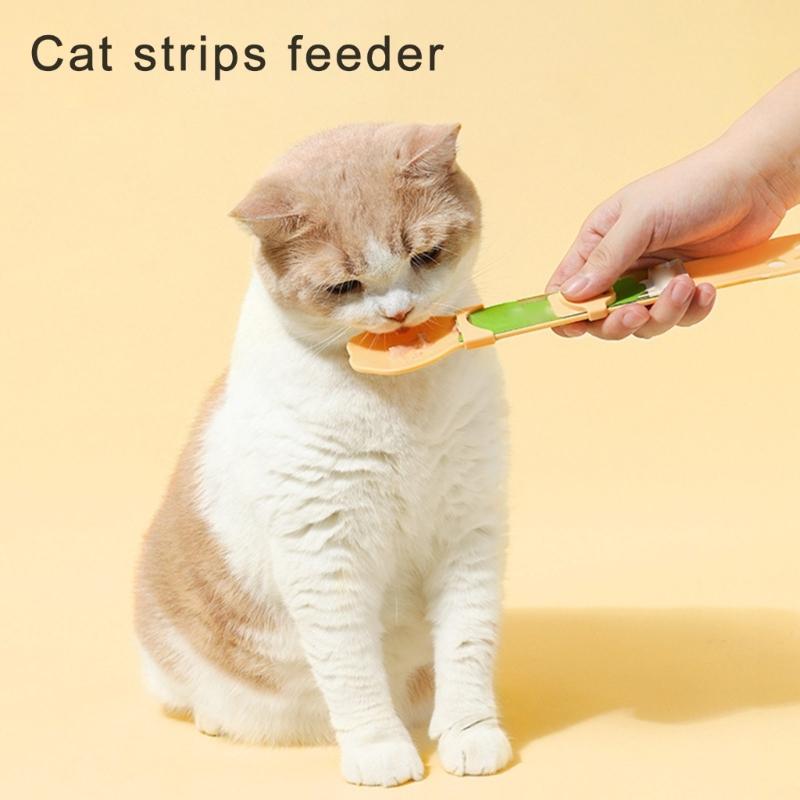 3PCS Cats Treat Strips Squeezer Feeders Spoon Cats Food Dispenser Feeding Supply