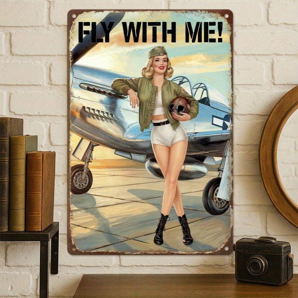 

Металлическая интерьерная табличка с девушкой с пин-ап плаката