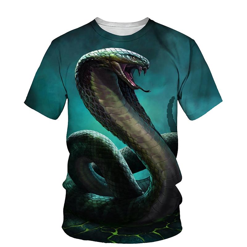 Fashion Men Women 3D T-shirt Snake Printed Personality Creative T