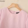 ZANZEA Camicetta estiva casual da donna con scollo rotondo e maniche corte