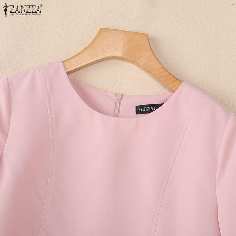 ZANZEA Camicetta estiva casual da donna con scollo rotondo e maniche corte