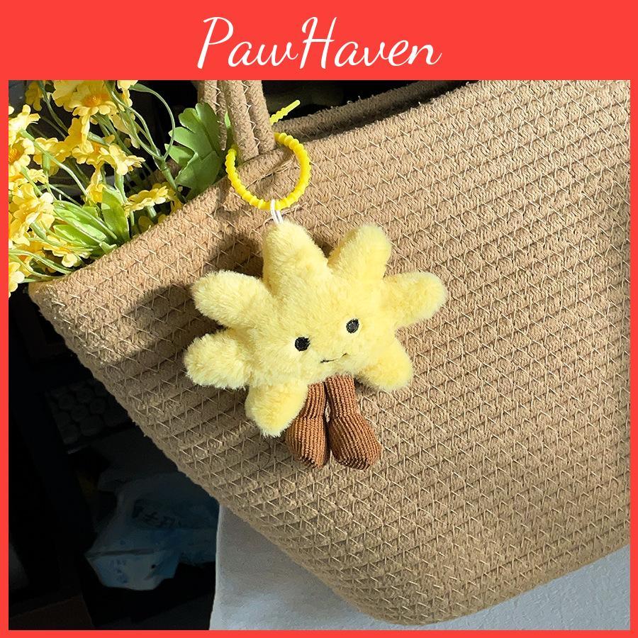 Sun Shape Plush Doll Pendant Key Chain Decor For Birthday Gifts And Collectors