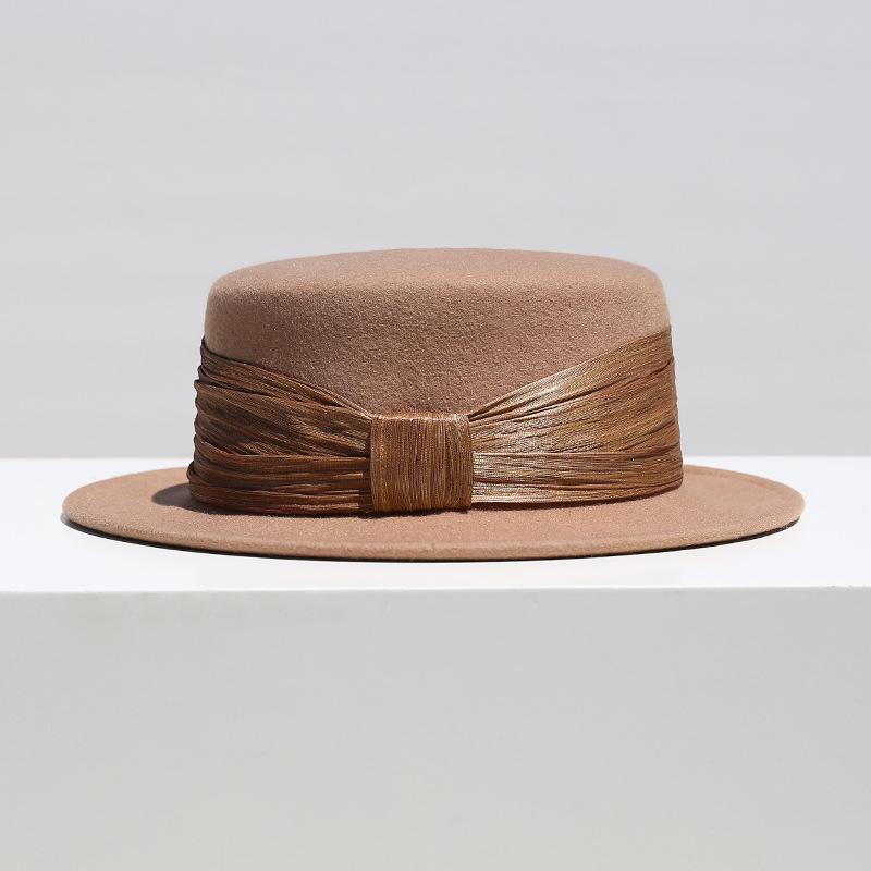 Women s 2025 British Retro Wool Felt Top Hat for Autumn/Winter M