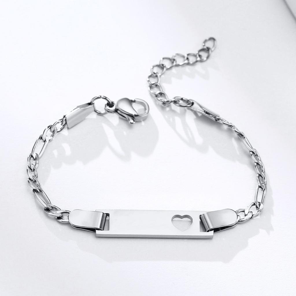 Personalized Stainless Steel Children Jewelry Custom Personalized Name ID Bracelet Girl Boy Newborn Gifts Curb Chain Link