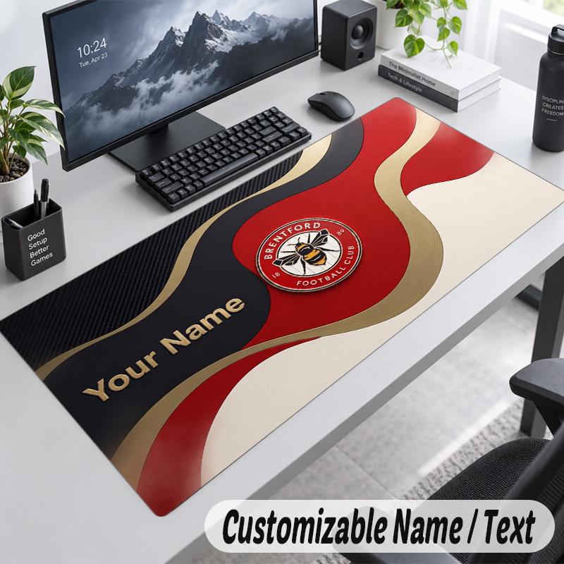 Custom Name Text Mouse Pad Brentford Football Personalized Desk Pad For Work And Gaming