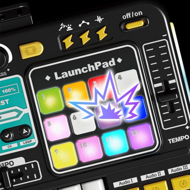 Kids Rechargeable DJ Mixer With Karaoke Microphones Multifunctional Music Creation Toy For Aspirings DJs