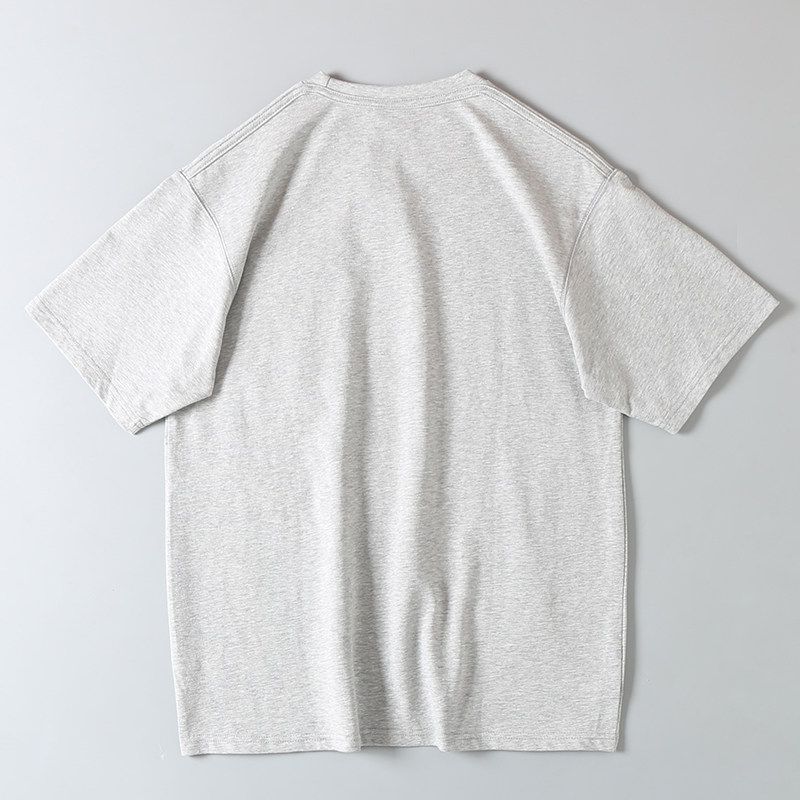 Japanese-Style Pure Cotton Versatile Loose Spliced Short-Sleeve T-Shirt for Men with 3D Cut and Mesh Pockets Casual Half-Sleeve Shirt