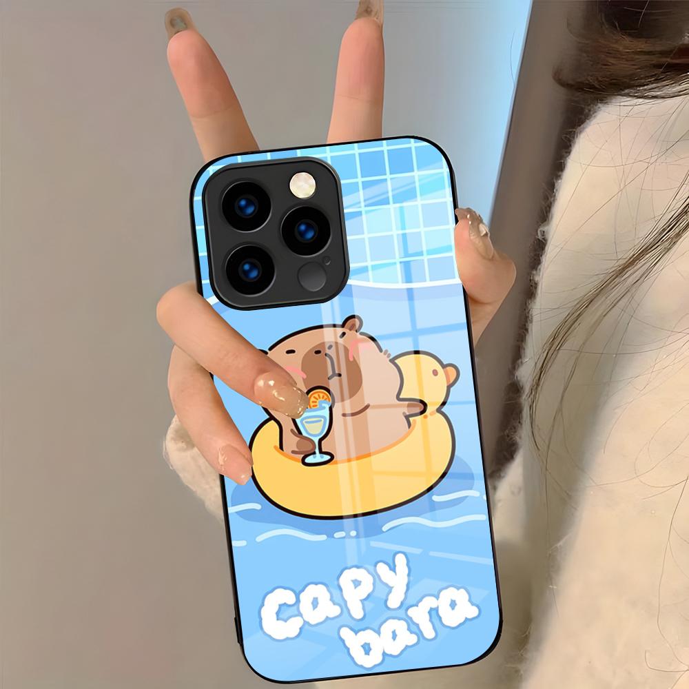 Cute Animal Capibara Phone Case For IPhone 17 Pro Max 16 15 14 Pro Max 13 11 Plus Glass Cover