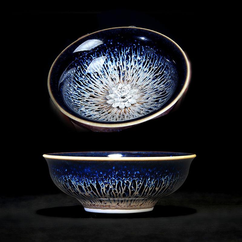 Colorful Tenmokus Tea Cup Fancy Jianzhan Ceramic Teacup Petal Shaped Chinese Style Small Tea Bowl teaware cup