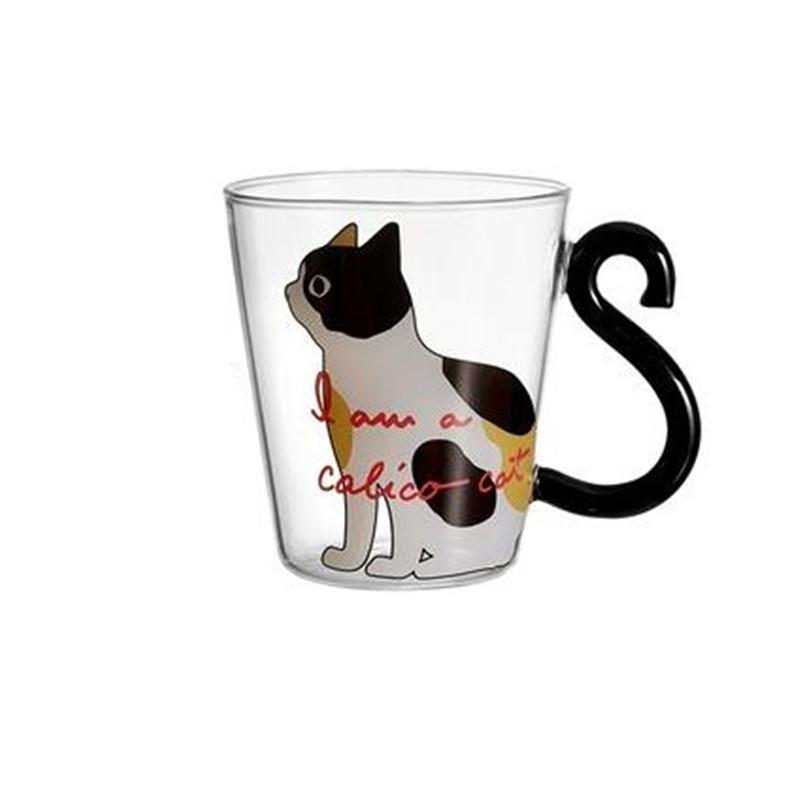 250 ml Cute  Black Cat Glass Coffee Mug Set Handgrip Animal Shaped Milk Water Juice Mugs Tea Cup Japanese Style Kawaii Gift Home