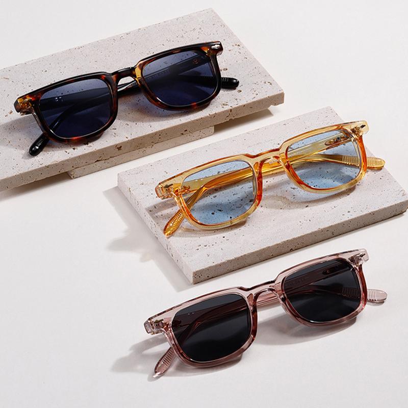 SO&EI Mode Quadratisch Damen Luxus Sonnenbrille Vintage Nieten Herren Blau Grün Tönungen UV400 Trendige Sonnenbrillen