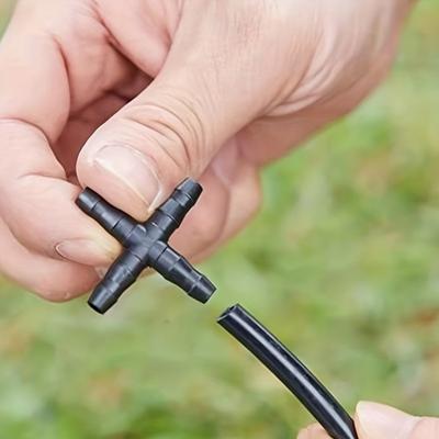 20pcs 1/4" Universal Barbed 4-way Connector Barbed Connector for Drip Irrigation Watering Systems with 4/7mm Water Pipes