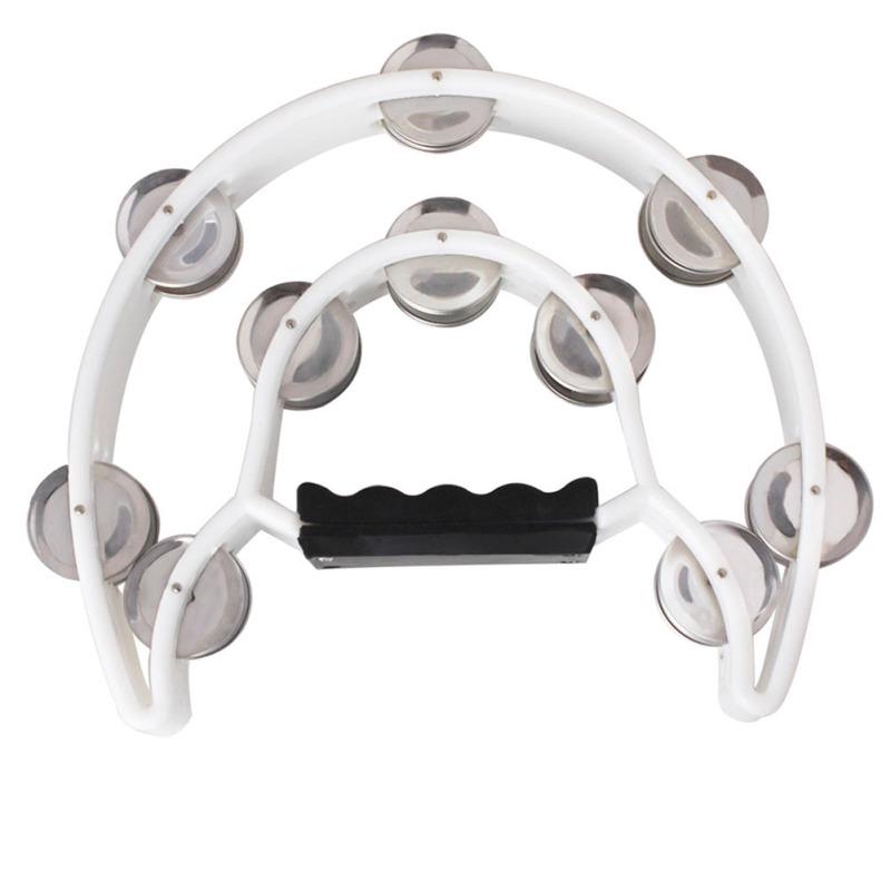 Musical Tambourine Handbell with Double Row Metal Jingles Percussion Drum Party Gift Percussion