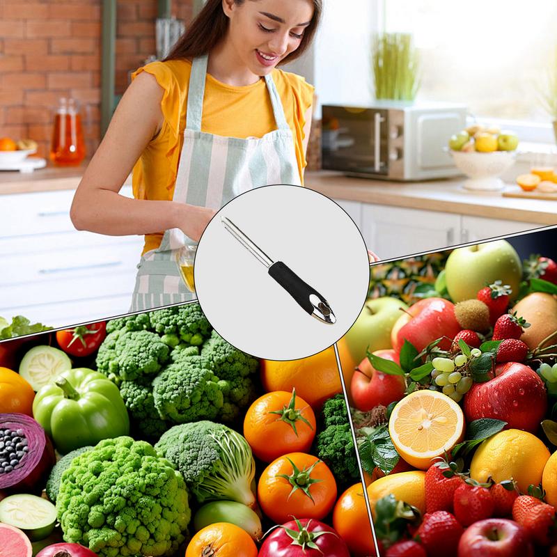 Stainless Steel Kitchen Corer Vegetables Fruits Corers Cherries Pear Jujube Core Removal Helper with Serrated Edge