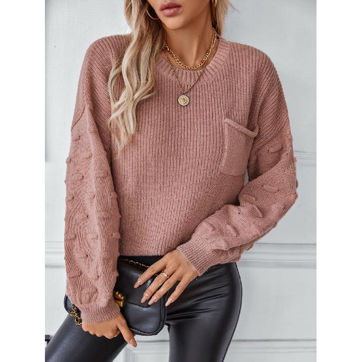 

Однотонный женский вязаный свитер с карманами, осенне-зимняя новая модная одежда, свитер сверху XL дыня