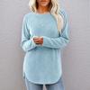 Women's Color Neck Long Sleeve Basic Pullover Top Retro