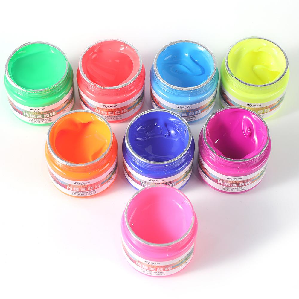 100ML Metallic Fluorescent Acrylic Pigment Set Is Suitable for Children's Painting Graffiti Diy Plaster Doll Coloring