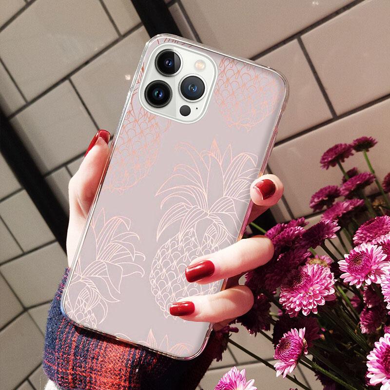 Phone Cases For iPhone 14 12 11 13 Pro Max Case Silicone Funda On iPhone 13Mini X XS Max XR 8 7 14 Plus Rose Gold Heart  Love