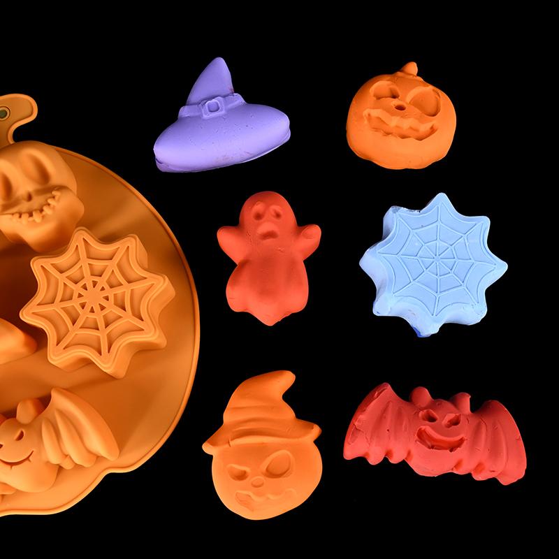 Halloween Pumpkin Silicone Mold Ghost Bat Chocolate Cookie Candy Mould Halloween Party DIY Baking Tools Cake Decoration Ice Mold