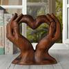 Vintage Solid Wood Mother's Day Heart Shaped Statue Home Living Room Desktop Decor Gift