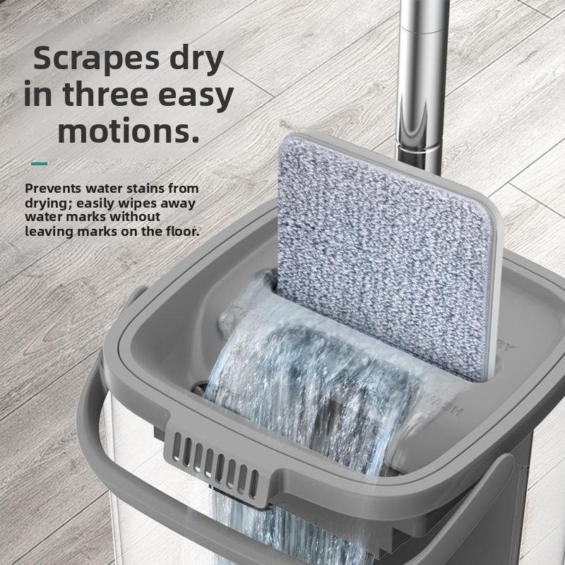 Lazy Person Hand Wa Mop Buet Set Broom Water Absorption Replacement Mop Pad Wet Dry Use Wooden Board Floor Cleaning