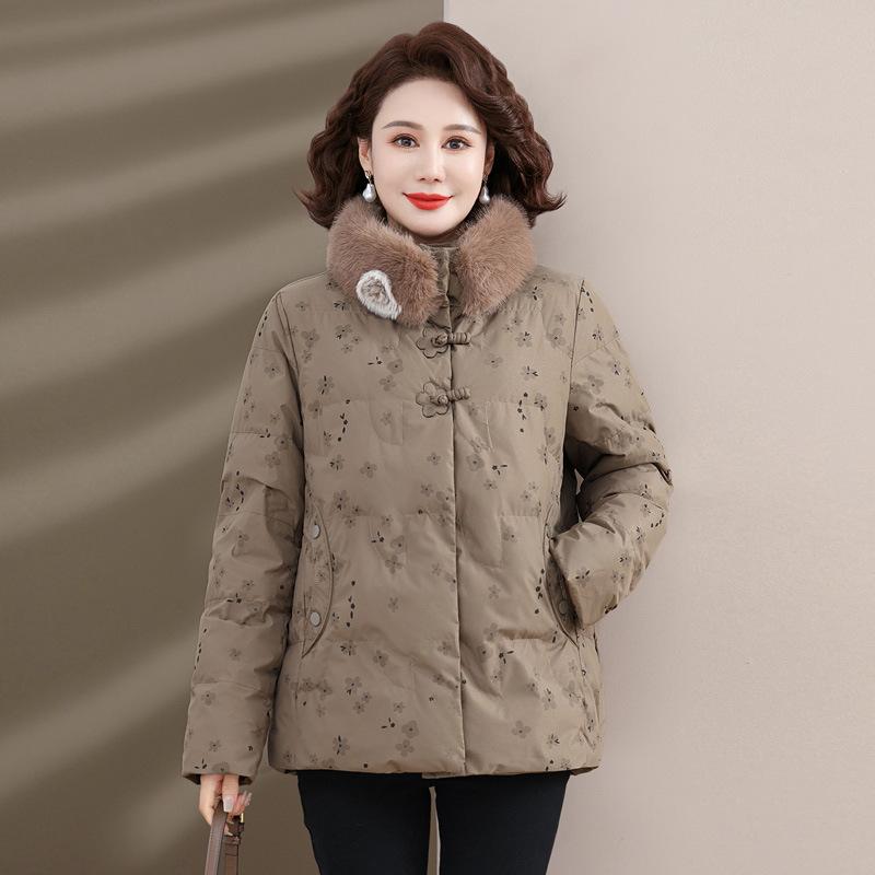 Middle-aged Winter Clothes Plus Fleece Coat Winter Cotton-padded Jacket Thickened Cotton-padded Jacket for Elderly Women