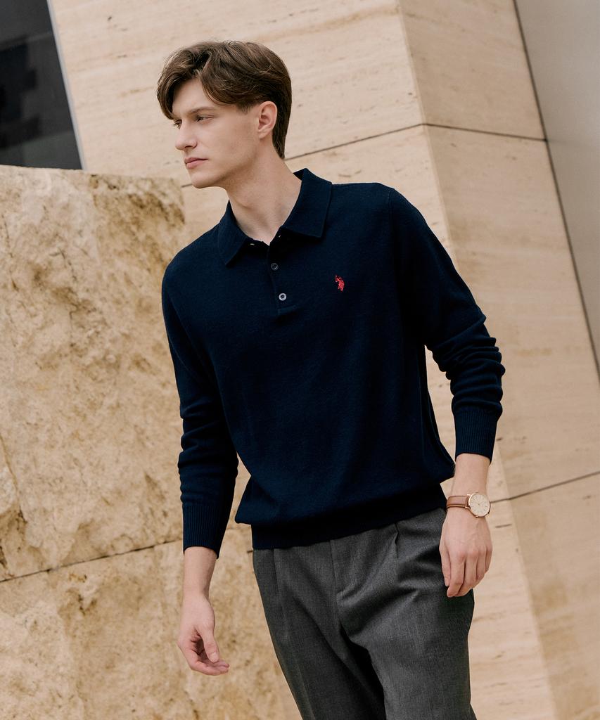 USPOLOASSN Merino Wool Collar Knit_Dark Navy