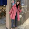 Fall Winter Women Woolen Jacket Thick Loose Turn-down Collar OL Commuting Jacket Double-breasted Mid Length Korean Style Overcoat Outerwear