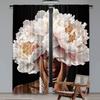 2Pcs African American Curtain Black Girl Pink Peony Floral Retro Rose Pearl Artwork Suitable For Bedroom Bathroom Living Room