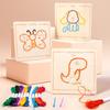 Kids Embroidery Puzzle Wooden Lacing Toy Cartoon Pattern Threading Set Busy Board Threading Activity Educational Toys Kids Gifts
